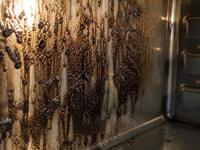 Grasa requemada en la pared interior de un horno