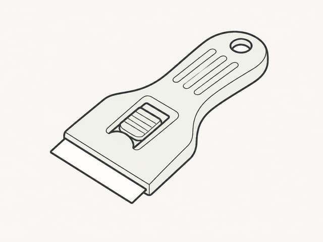 Illustration au trait d'un grattoir pour table de cuisson