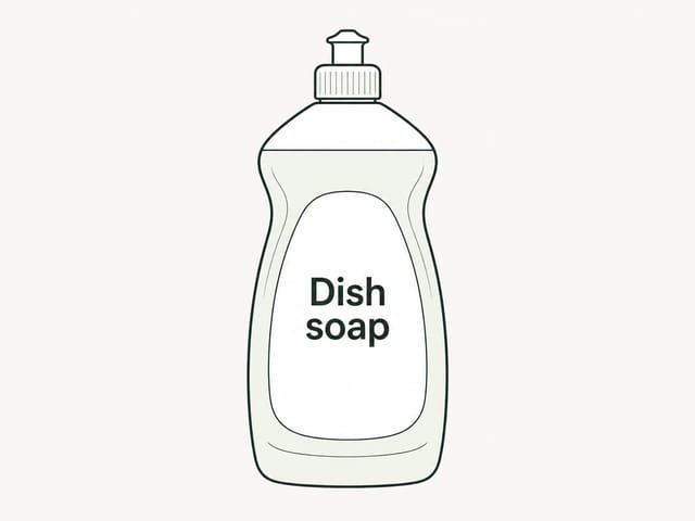 Illustration au trait d'un flacon de liquide vaisselle