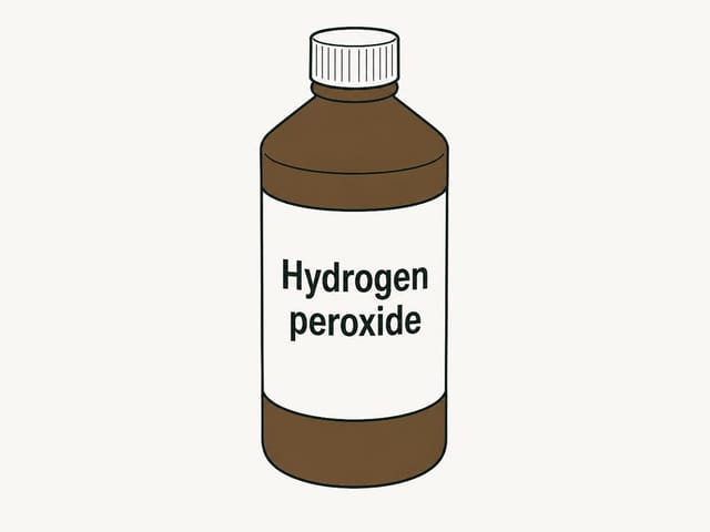 Illustration au trait d'un flacon d'eau oxygénée