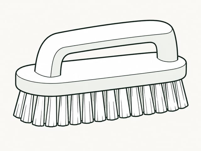 Ilustración lineal de un cepillo de fregado de nailon