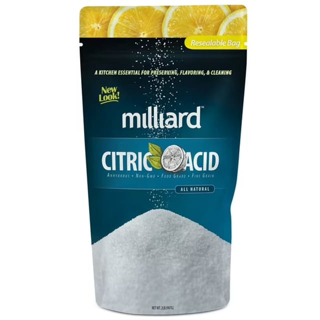 白底背景下的 Milliard Citric Acid 100% Pure Food Grade 正面商品图