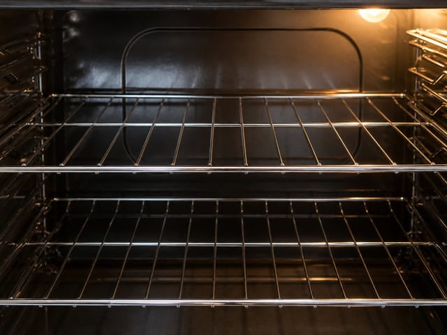 Close-up of an oven interior