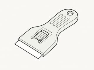 Illustration au trait d'un grattoir pour table de cuisson