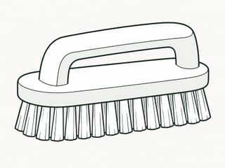 Illustration au trait d'une brosse à récurer en nylon